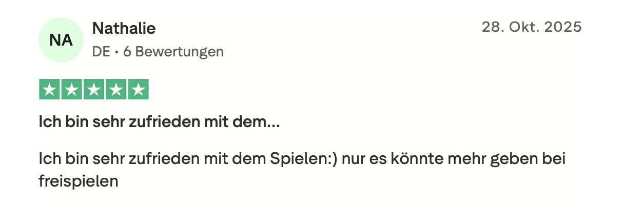 Trustpilot Bewertung von Roulettino Casino von Nutzerin aus Deutschland